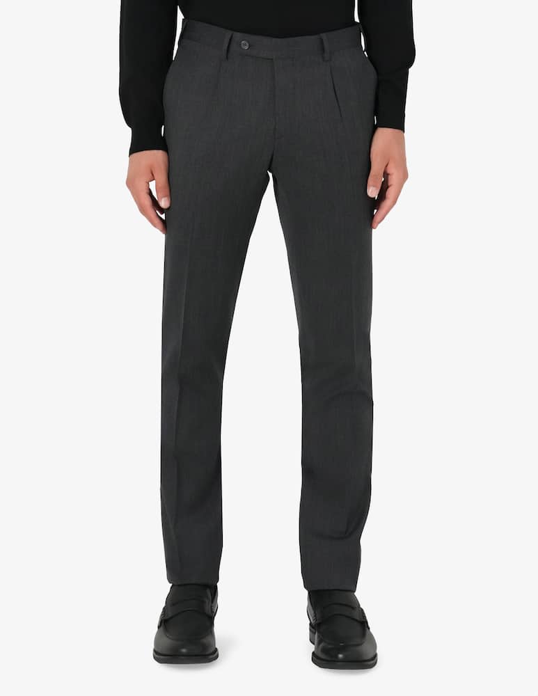 rinascente Sartoria Italiana Wool twill trousers with single pince Drop 7