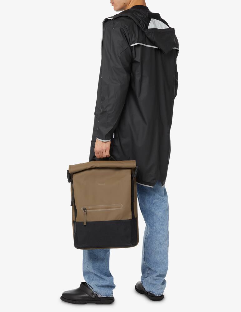 rinascente Rains Buckle Rolltop Rucksack Travel Backpack - Brown