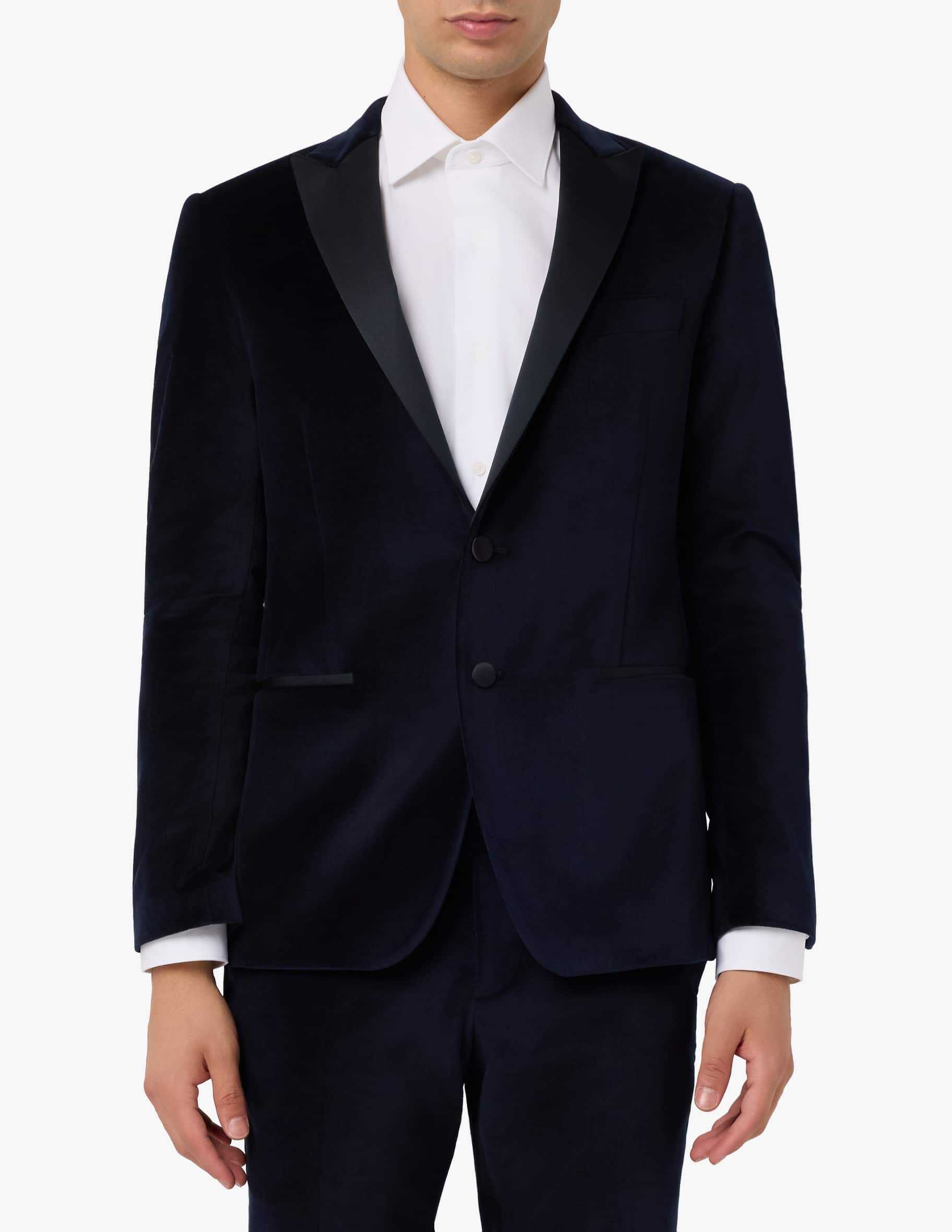 Giacca Da Uomo In Velluto WAIDFU | Risvolto A Scialle, Un Bottone | Slim Fit | Per Matrimoni, Balli, Eventi Formali | Nero - 6