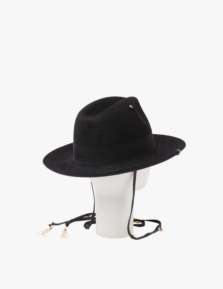 rinascente Ruslan Baginskiy Self-tie piercing fedora hat - Black