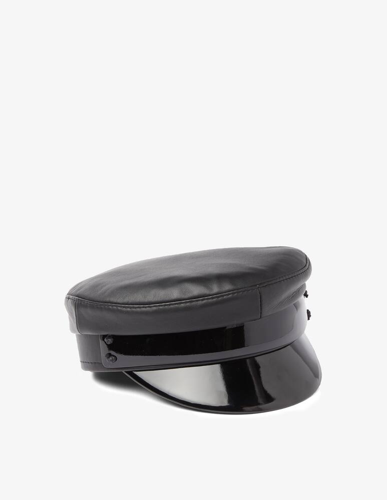 rinascente Ruslan Baginskiy Leather baker boy hat - Black