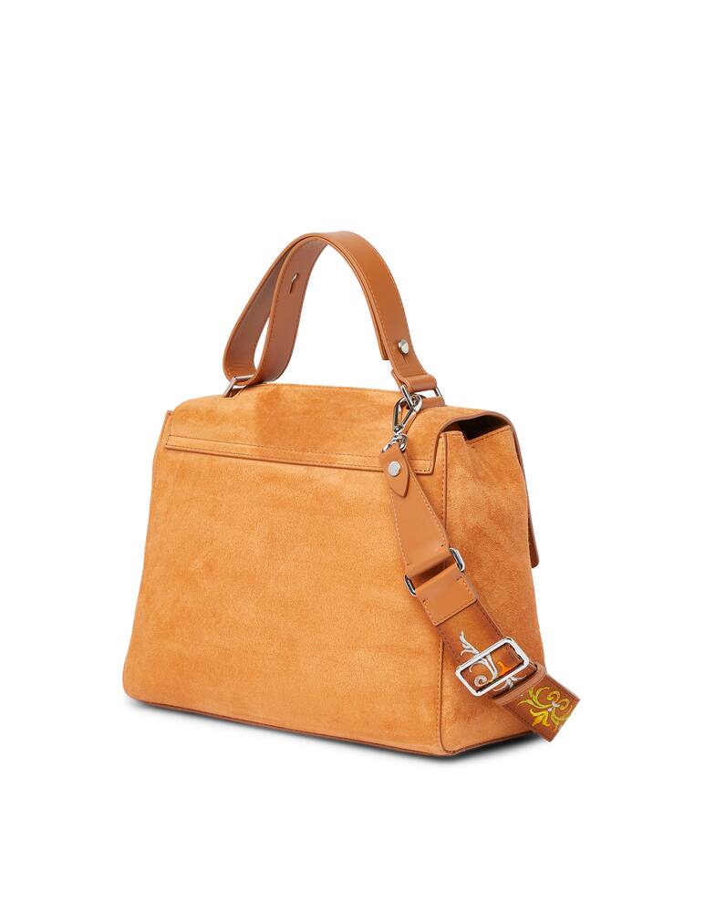 rinascente Orciani Sveva Naif Medium leather handbag with strap - orange