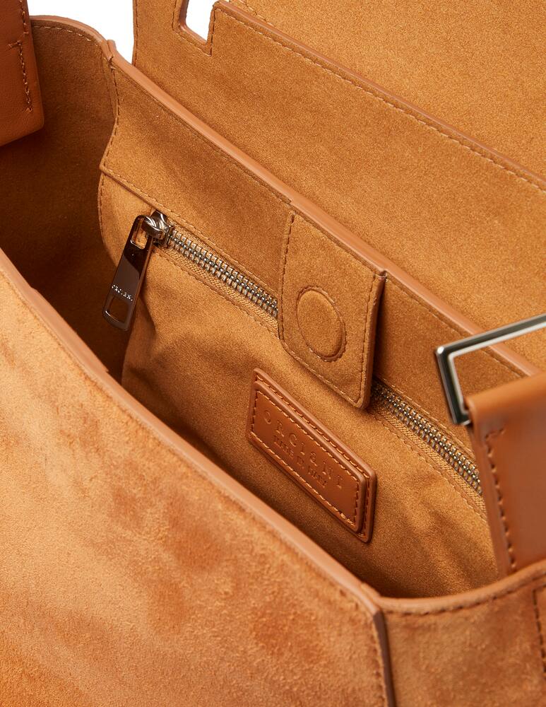 rinascente Orciani Sveva Naif Medium leather handbag with strap - orange