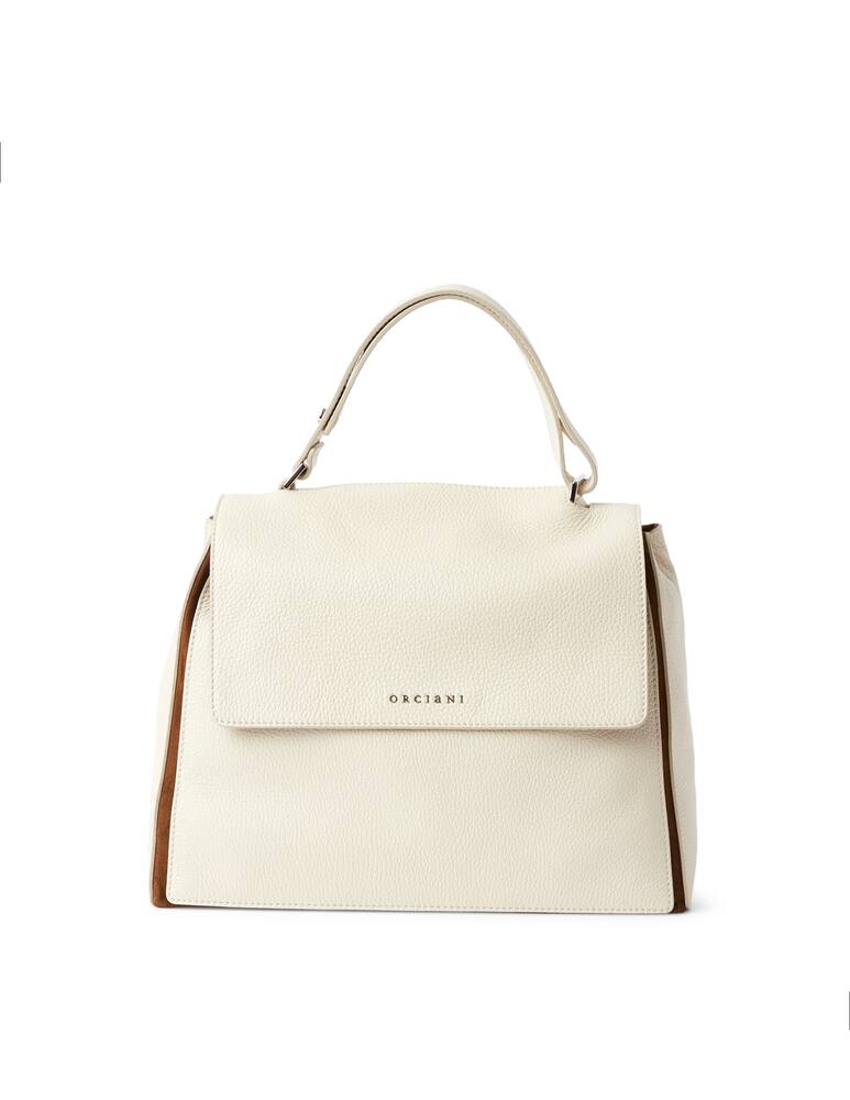 rinascente Orciani Sveva Warm Medium leather handbag with strap - white
