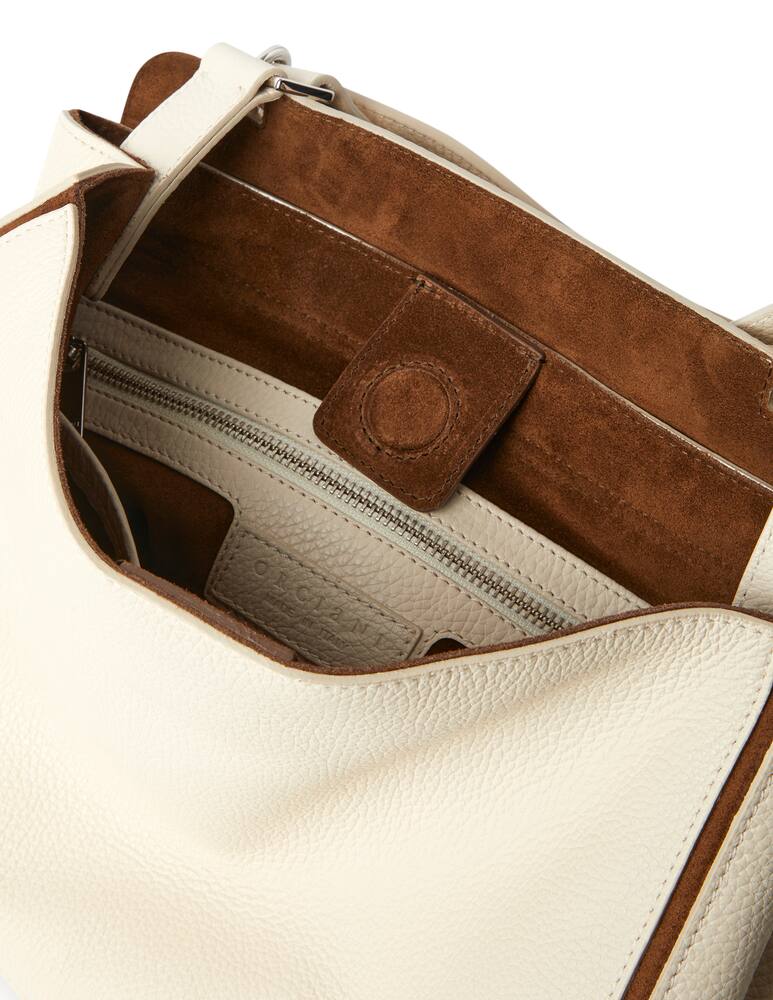 rinascente Orciani Sveva Warm Medium leather handbag with strap - white