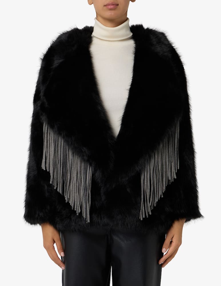 rinascente Le Volière Giacca in finta pelliccia con frange