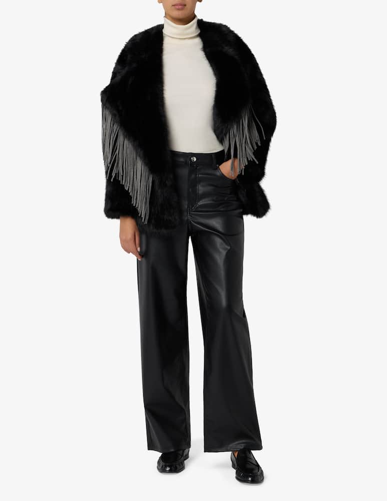 rinascente Le Volière Giacca in finta pelliccia con frange