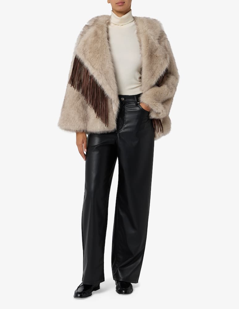 rinascente Le Volière Giacca in simil pelliccia con frange