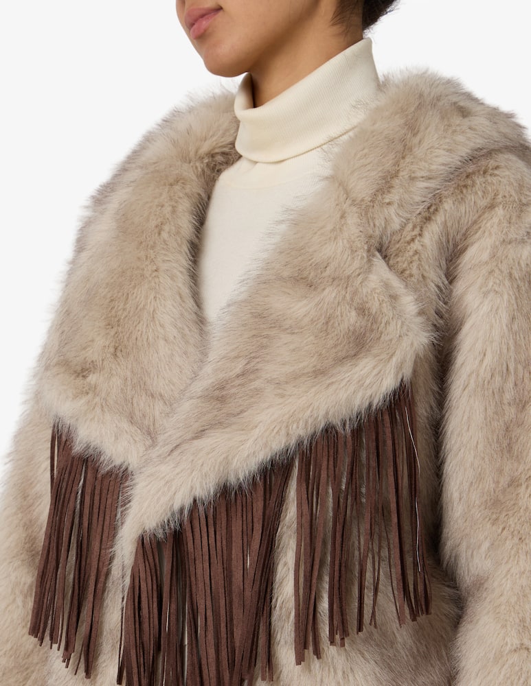 rinascente Le Volière Giacca in simil pelliccia con frange