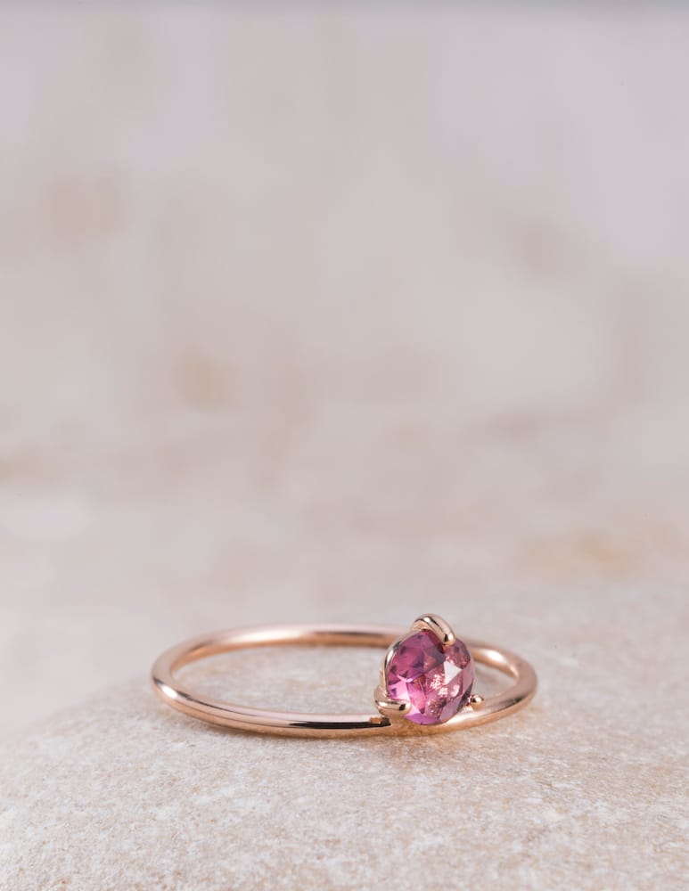 rinascente GM Gioielli Anello sottile in oro rosa 9 kt con pietra preziosa