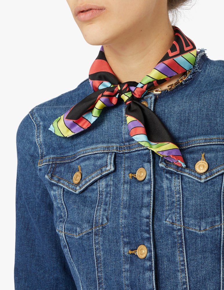 rinascente Moschino Foulard in twill di seta con orsetto - multicolor