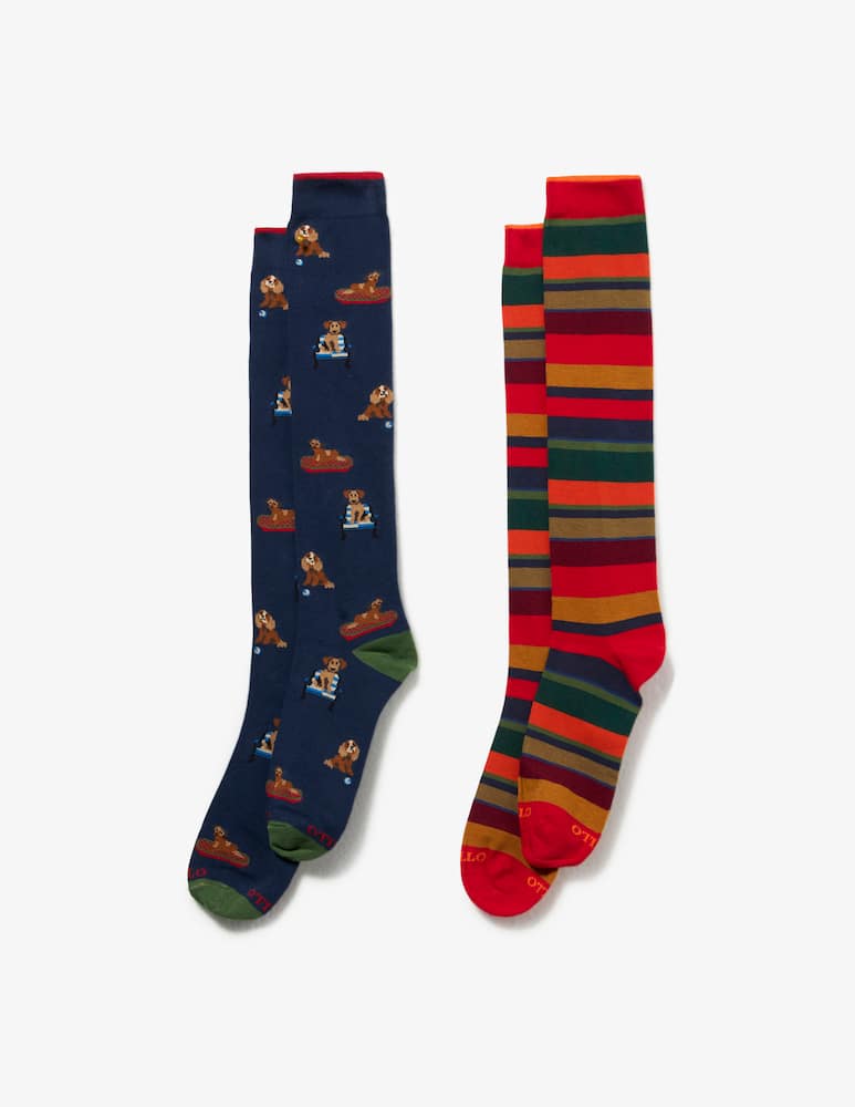 rinascente Gallo Stripe and Dog Pattern socks