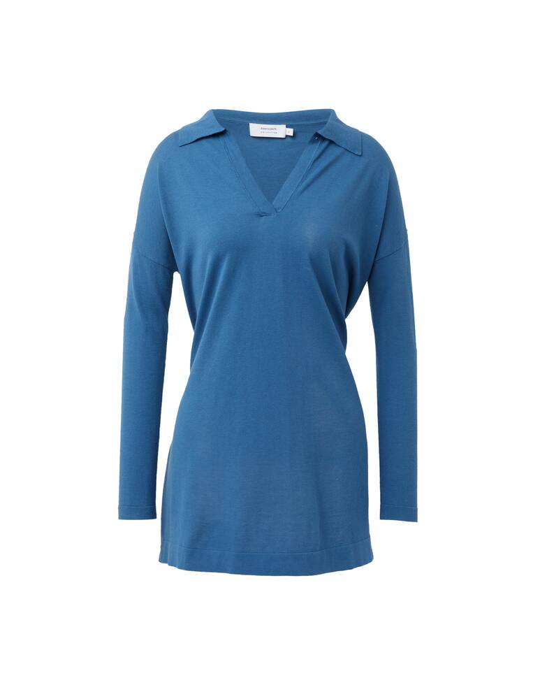 rinascente Rinascente Collection Long-sleeved polo shirt with slits - blue
