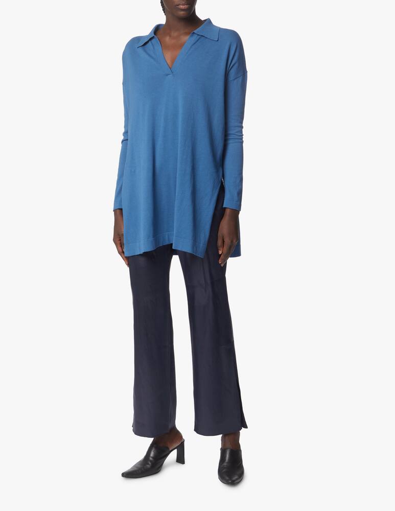 rinascente Rinascente Collection Long-sleeved polo shirt with slits - blue