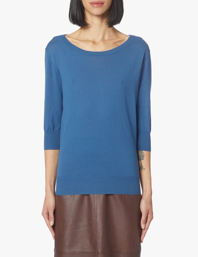 rinascente Rinascente Collection Boat neck ribbed t-shirt - blue