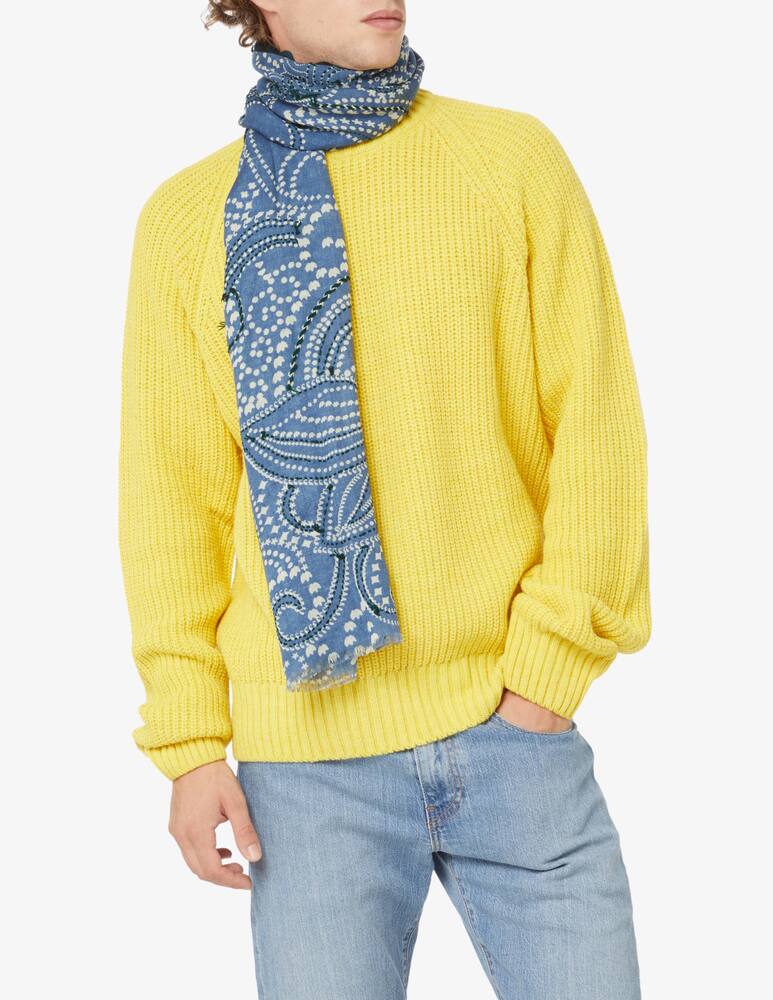 rinascente Altea Sciarpa 70x180 in lana paisley ricamo - Blu