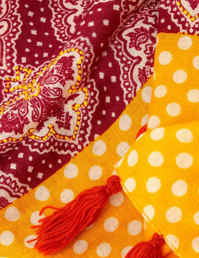 rinascente Altea Sciarpa 70x180 in lana ricamo - Rosso