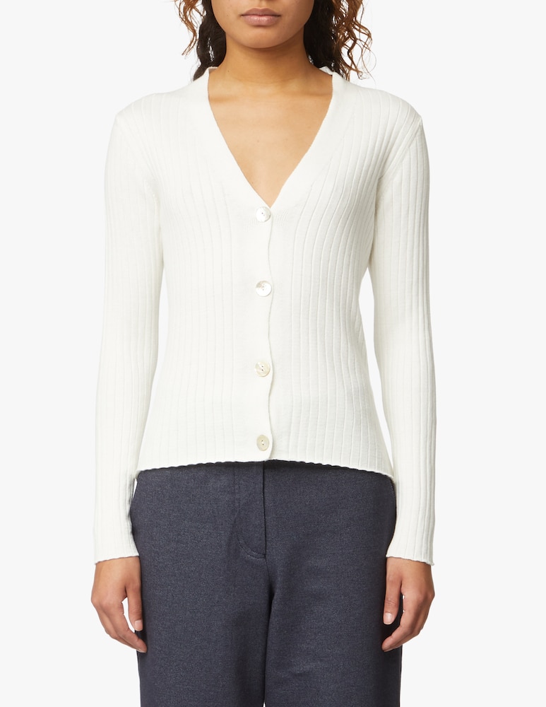 Rinascente Collection Ribbed cardigan with bottons - white - picture 1 Rinascente Collection Ribbed cardigan with bottons - white - picture 1