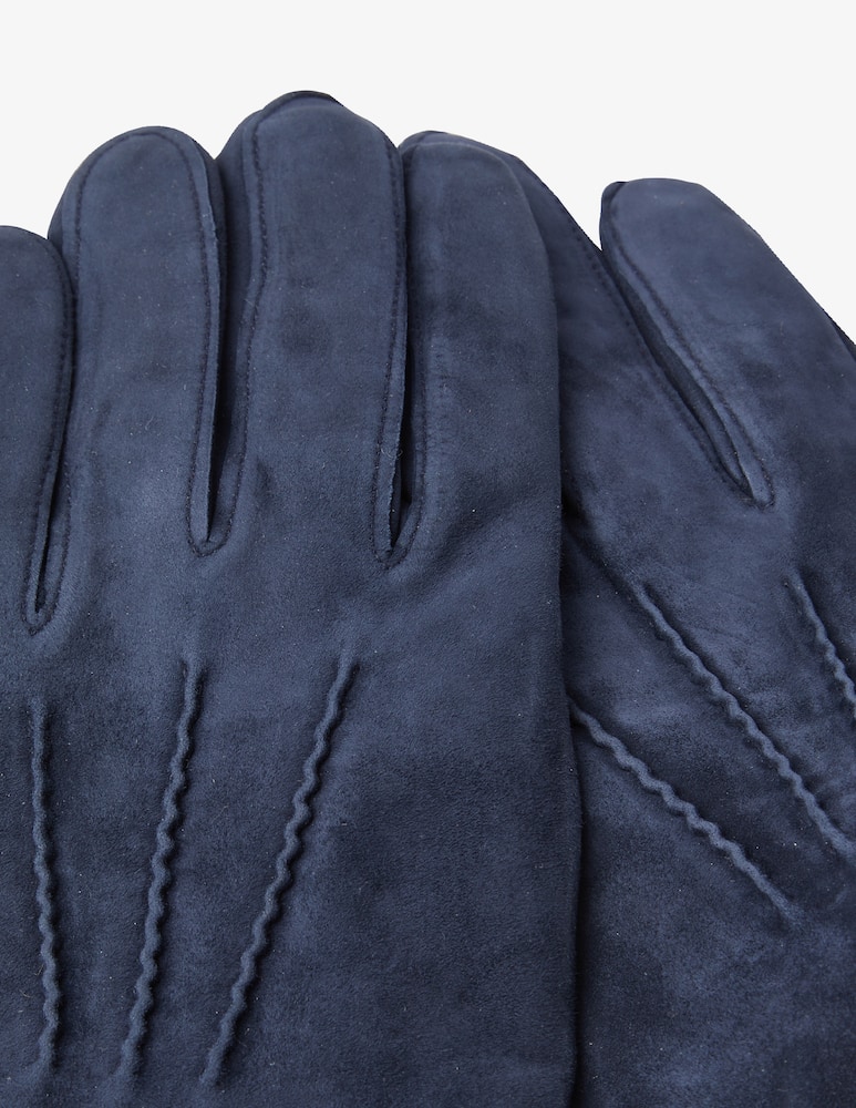 rinascente Rinascente Collection Wool liner suede gloves - Navy