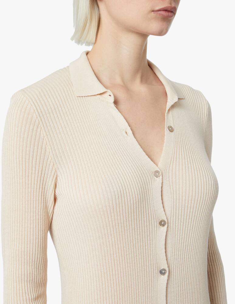 Rinascente Collection Long ribbed cardigan - beige - picture 4