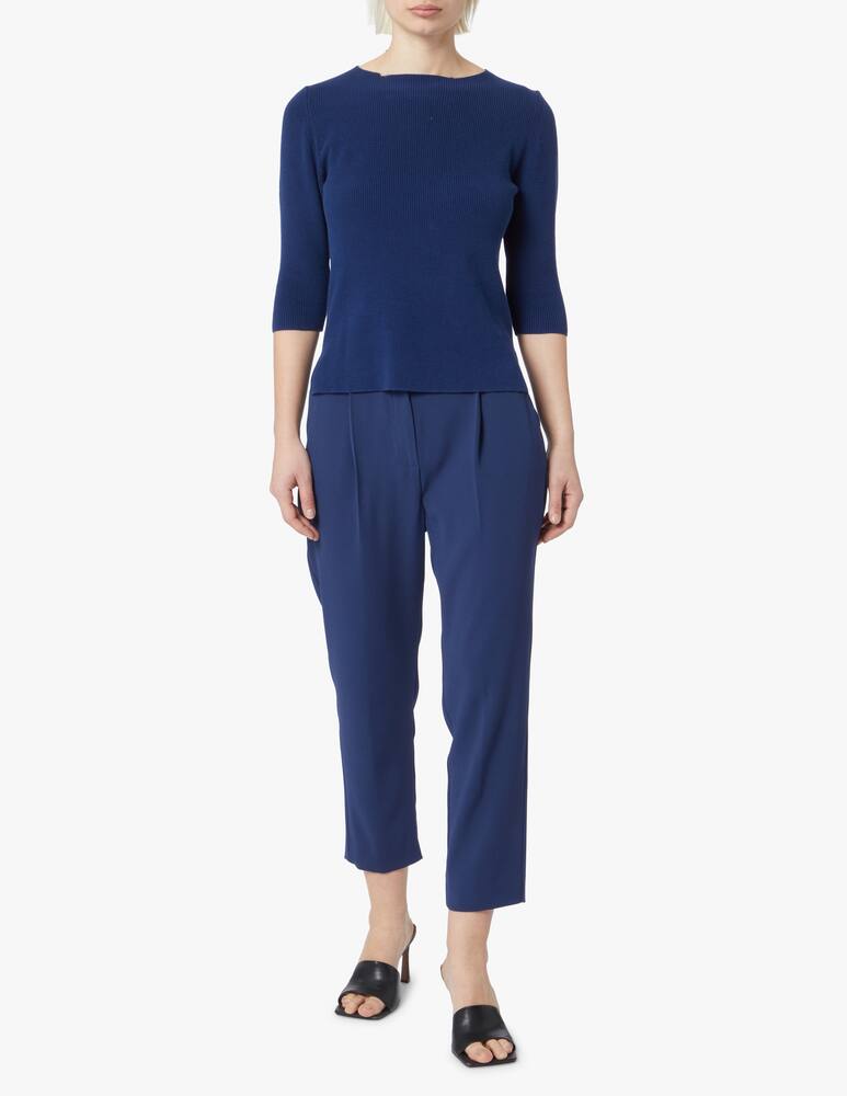 rinascente Rinascente Collection Maglia in cotone con scollo a barca e manica 3/4 - blu