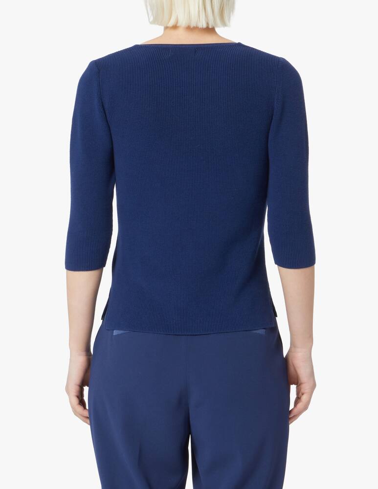 rinascente Rinascente Collection Maglia in cotone con scollo a barca e manica 3/4 - blu