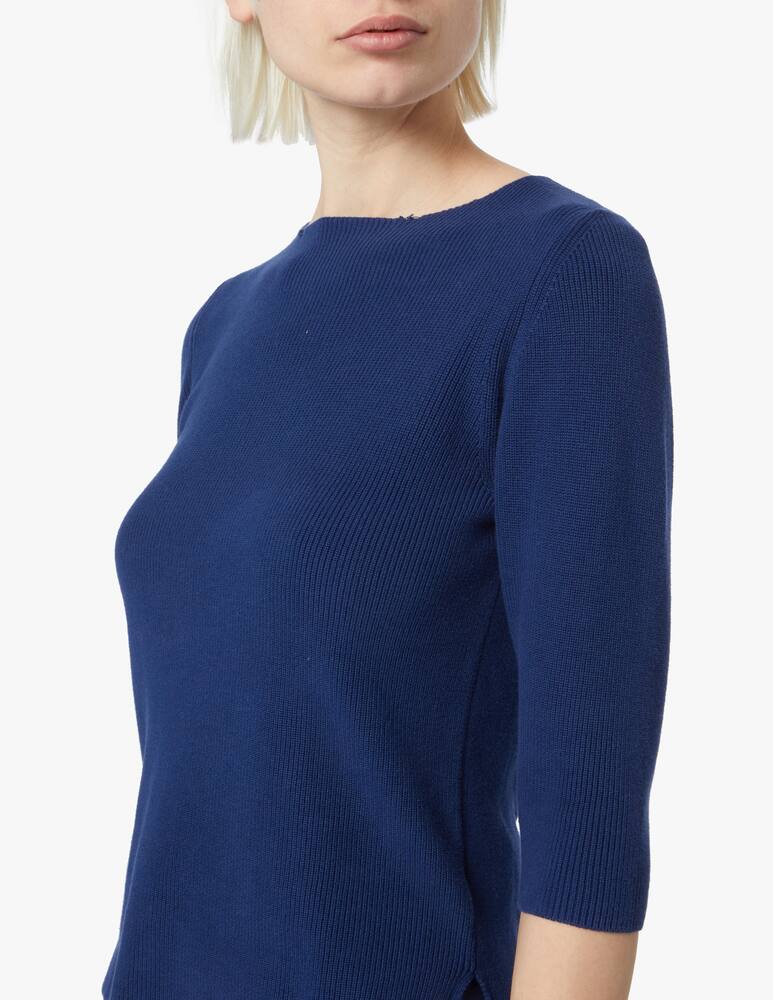 rinascente Rinascente Collection Maglia in cotone con scollo a barca e manica 3/4 - blu