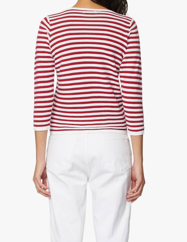 rinascente Rinascente Collection Maglia in cotone con scollo a barca e manica a 3/4 - rosso