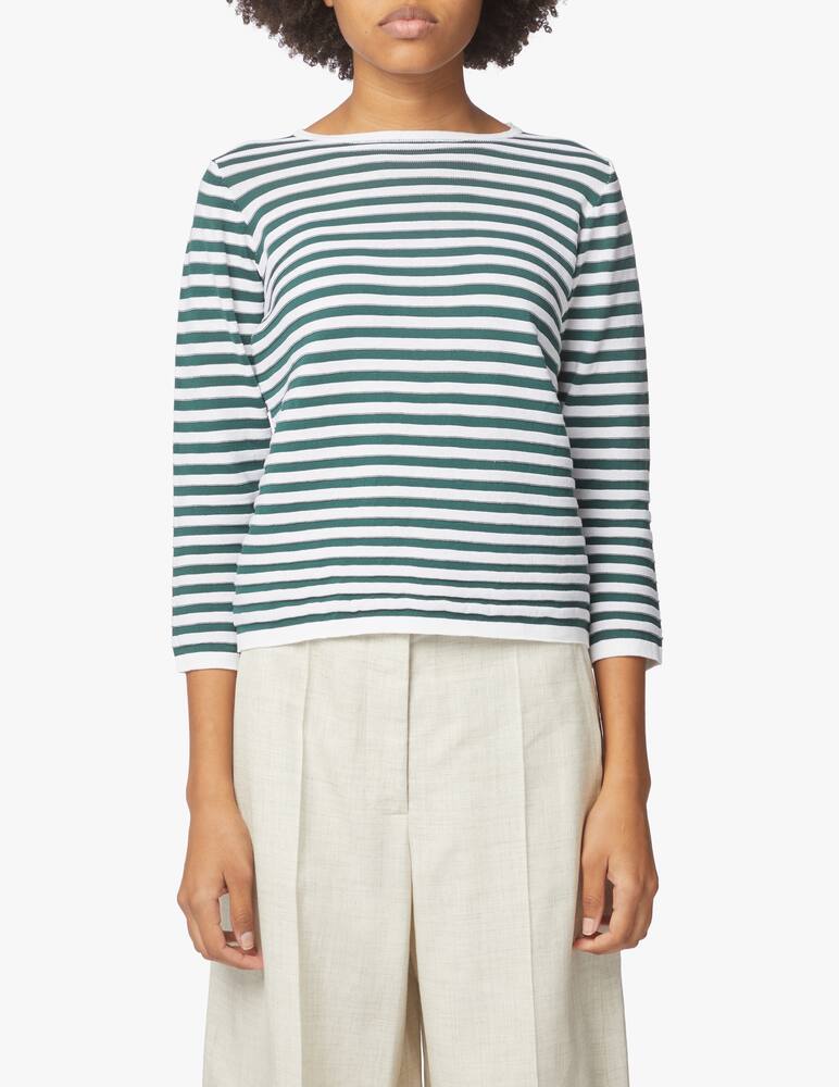 Rinascente Collection Maglia in cotone con scollo a barca e manica a 3/4 - azzurro - immagine 1