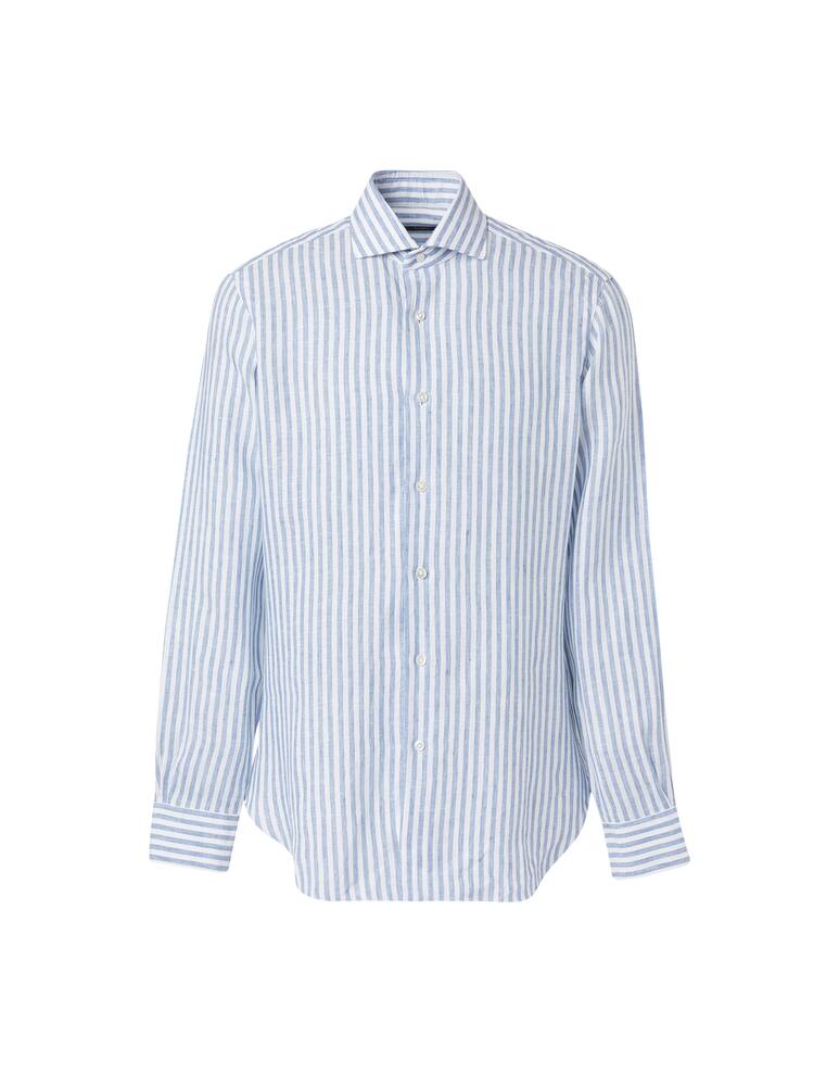 rinascente Barba Napoli Cult linen large stripes shirt - blue