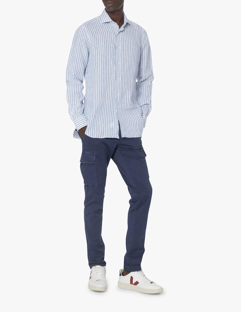 rinascente Barba Napoli Cult linen large stripes shirt - blue