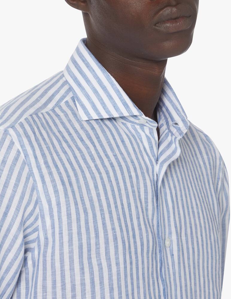 rinascente Barba Napoli Cult linen large stripes shirt - blue