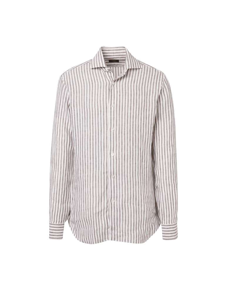 rinascente Barba Napoli Cult linen large stripes shirt - brown