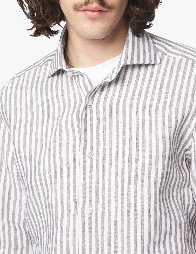 rinascente Barba Napoli Cult linen large stripes shirt - brown
