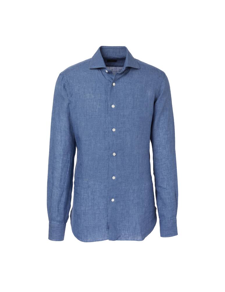 rinascente Barba Napoli Camicia in lino delave culto - blu