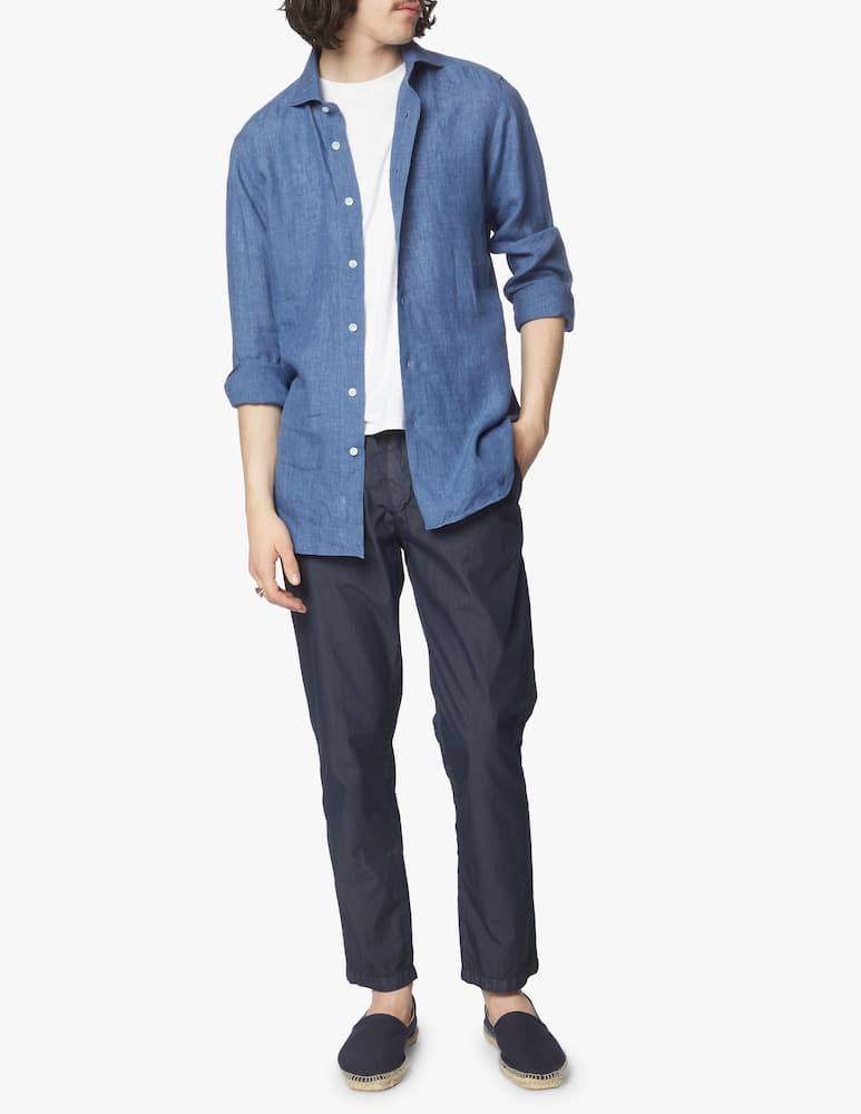 rinascente Barba Napoli Camicia in lino delave culto - blu