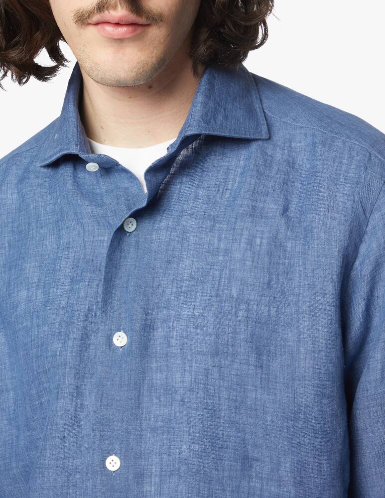 rinascente Barba Napoli Camicia in lino delave culto - blu