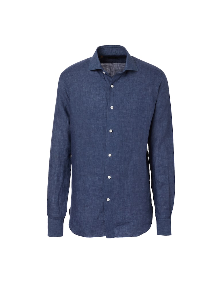 rinascente Barba Napoli Cult delave linen shirt - blue