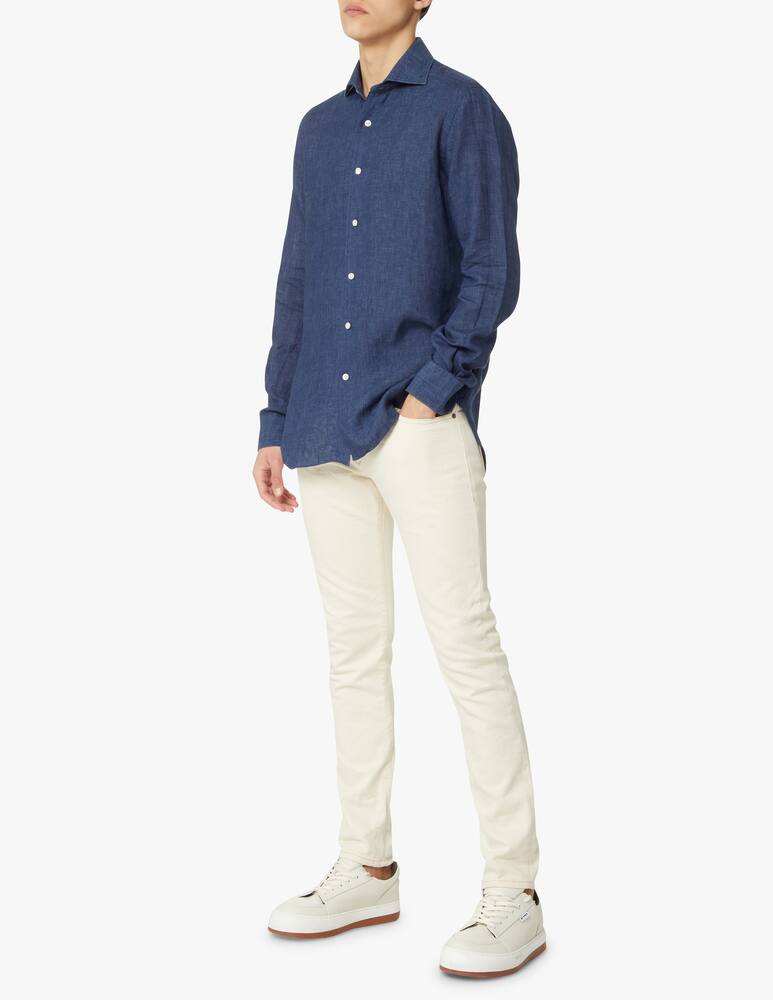 rinascente Barba Napoli Cult delave linen shirt - blue