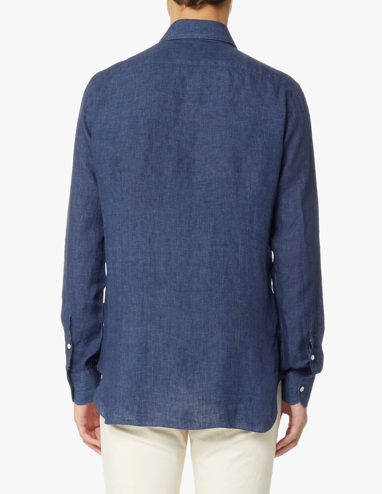 rinascente Barba Napoli Cult delave linen shirt - blue