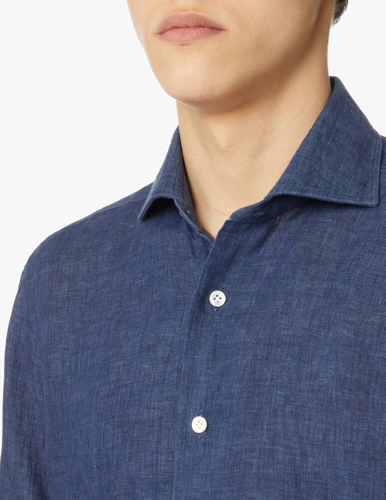 rinascente Barba Napoli Cult delave linen shirt - blue