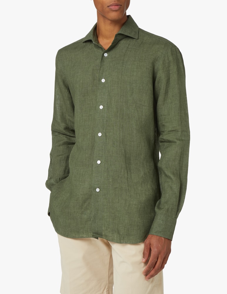 Barba Napoli Camicia in lino delave culto - verde - immagine 1 Barba Napoli Camicia in lino delave culto - verde - immagine 1