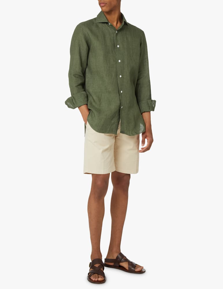 rinascente Barba Napoli Camicia in lino delave culto - verde