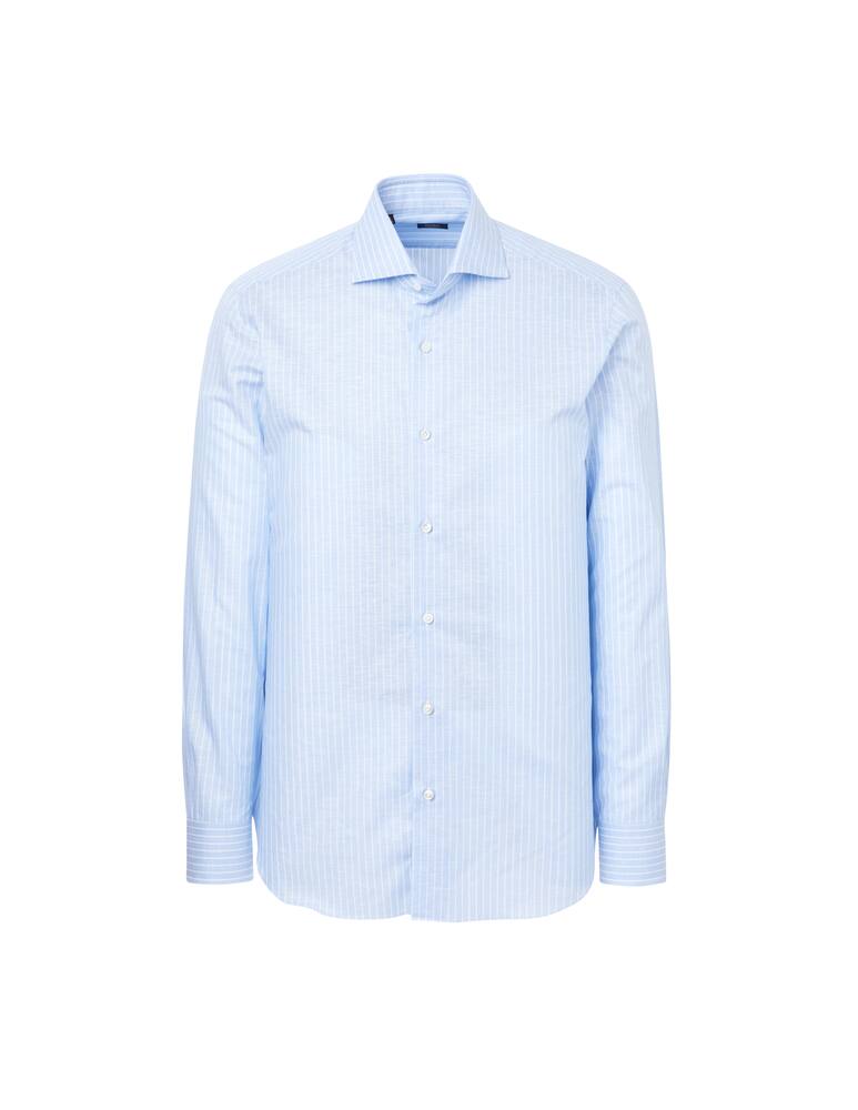 rinascente Barba Napoli Striped cotton linen shirt - light blue