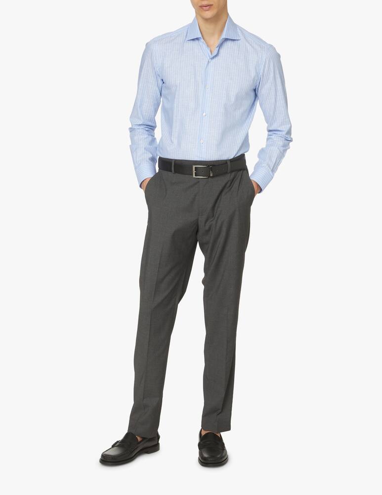 rinascente Barba Napoli Striped cotton linen shirt - light blue