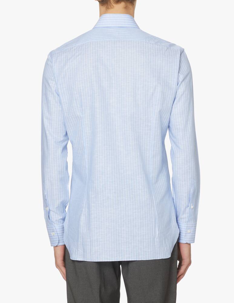 rinascente Barba Napoli Striped cotton linen shirt - light blue