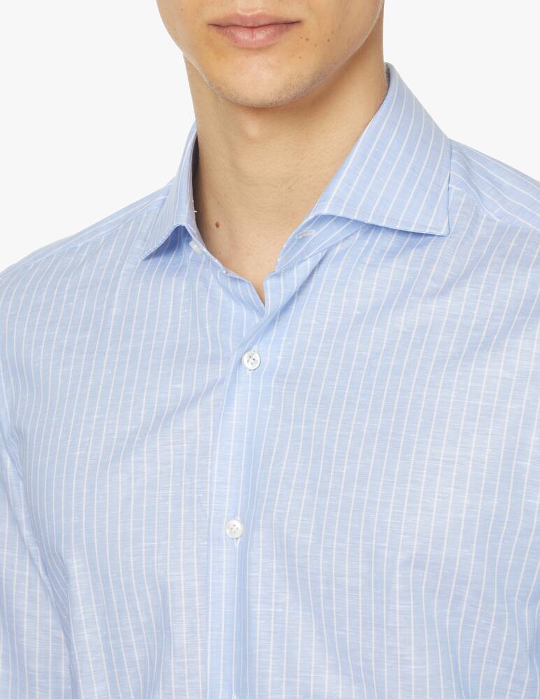 rinascente Barba Napoli Striped cotton linen shirt - light blue