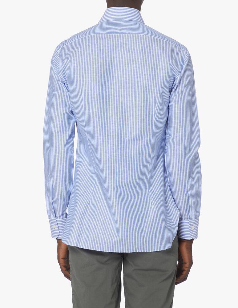 rinascente Barba Napoli Striped cotton linen shirt - light blue