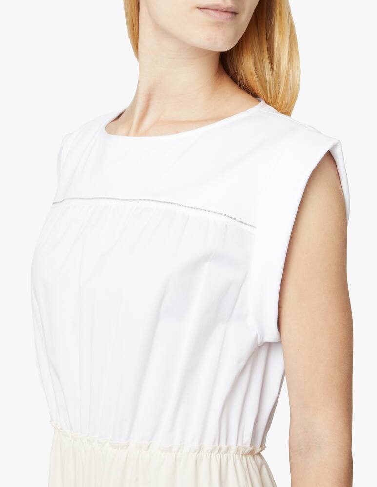 rinascente Peserico Vestito girocollo senza manica con balze - bianco