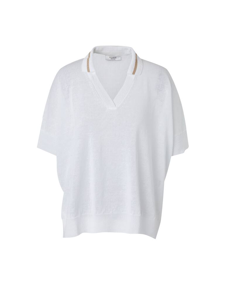rinascente Peserico Linen blend oversized polo shirt - white